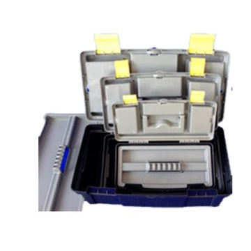 plastic tool case with 18 storage drawers